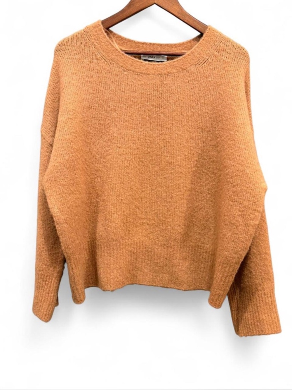 Zara Women's Knit Crewneck Sweater | Caramel Brown | Small